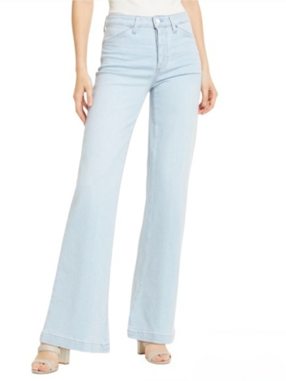 PAIGE Leenah High Rise Slim Wide Leg Del Mar Wash Jean Women's Size 28